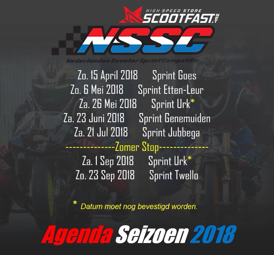 Agenda 2018 de la saison de run NSSC en Hollande.